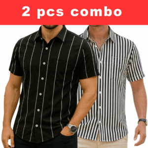 2 Pcs Half Sleeve Print Shirt-Black (Big+ Small)